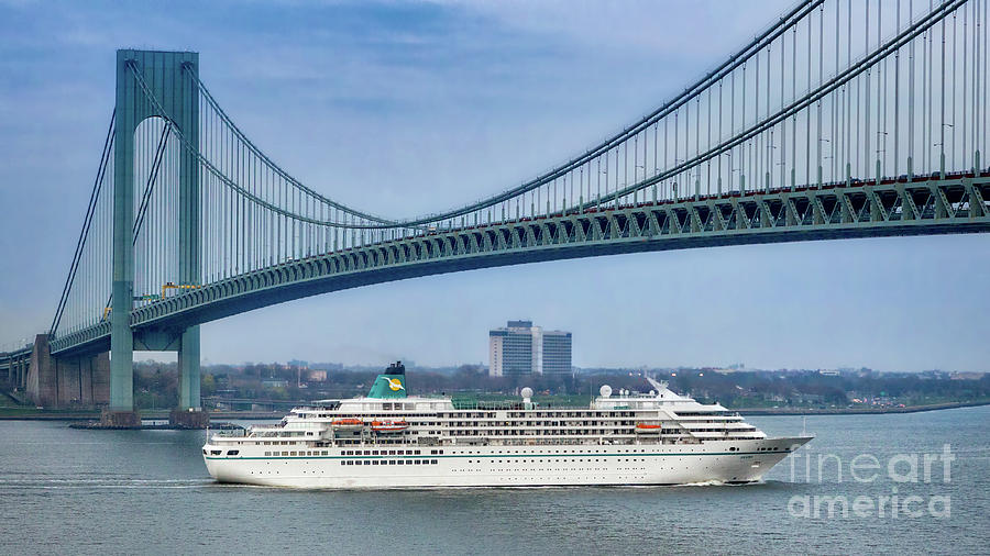 Cruise Ship Passing the Verrazano Photograph by Jerry Fornarotto