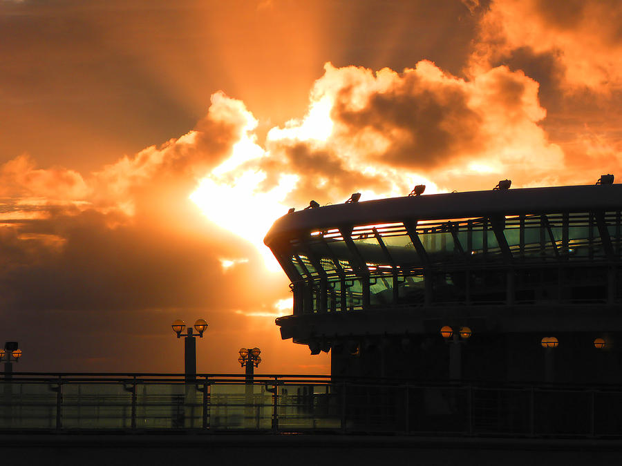 Cruise Ship Sunset Photograph by Rosalie Scanlon