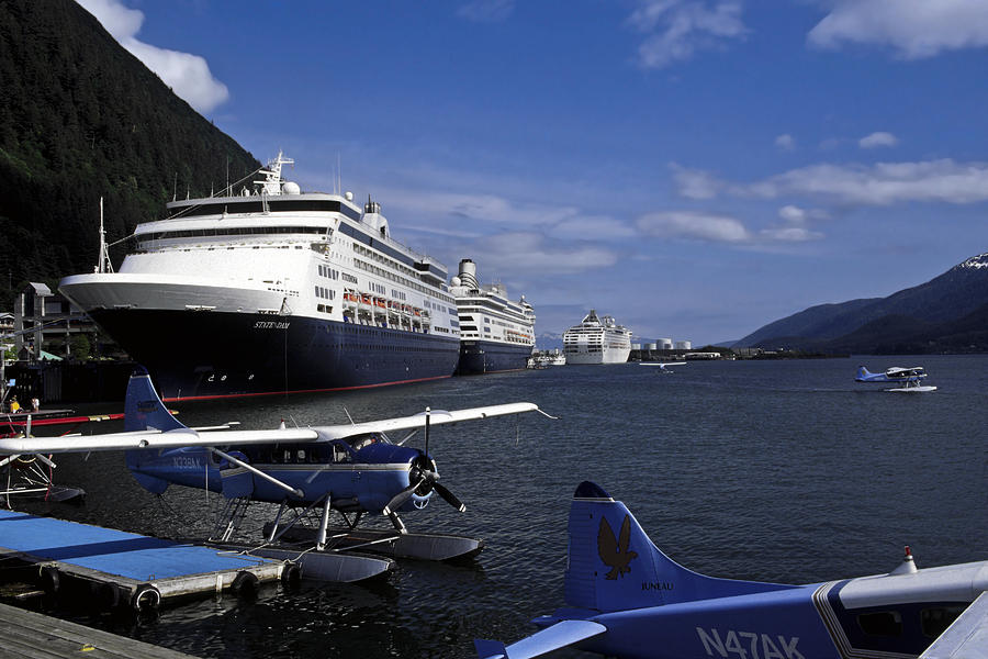 Transportation Photograph - Cruise Ships and Float Planes by Sally Weigand