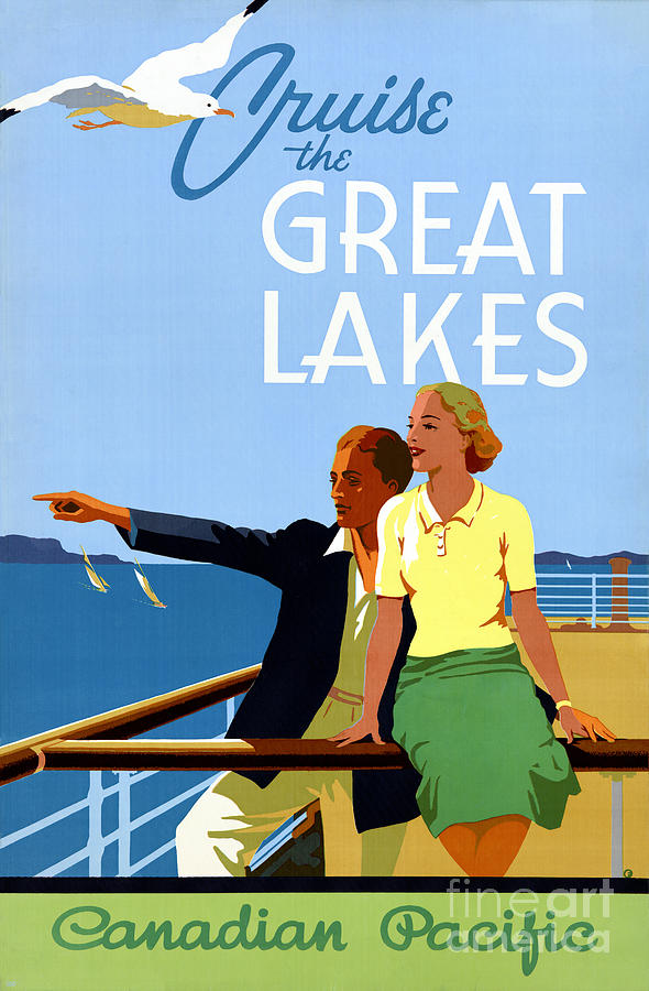 Vintage Painting - Cruise the Great Lakes Vintage Travel Poster by Vintage Treasure