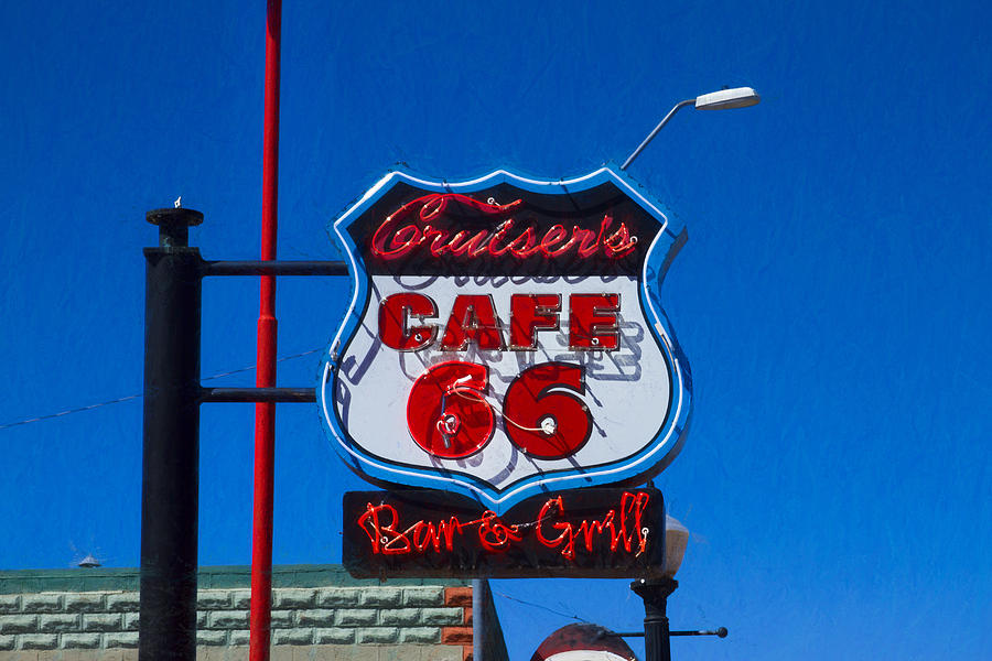 Cruisers Cafe 66 Sign Photograph by Bonnie Follett