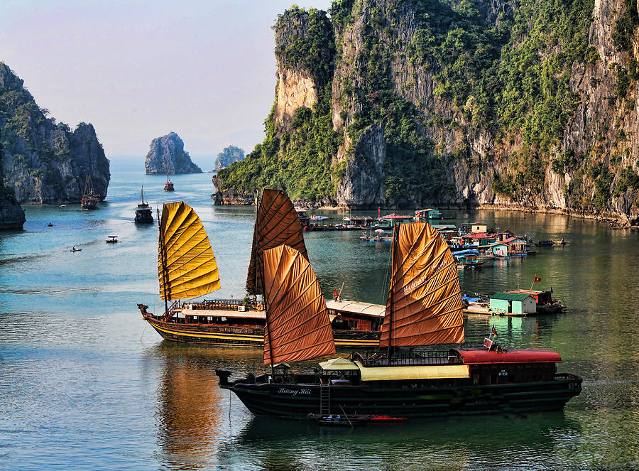 Vietnam Photograph - Cruising Ha Long Bay  Vietnam by Chuck Kuhn