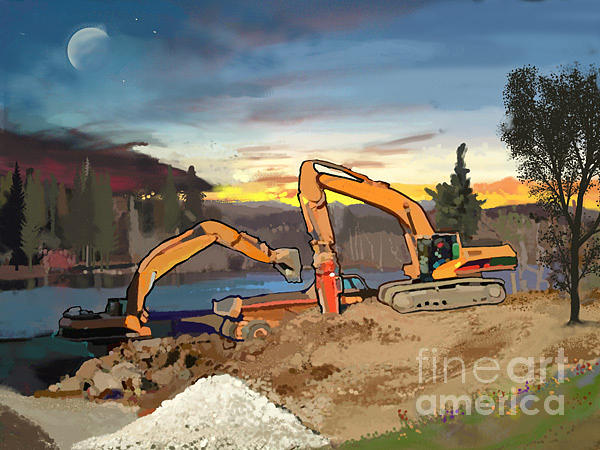 Bulldozers Painting - Crush and Load by Brad Burns