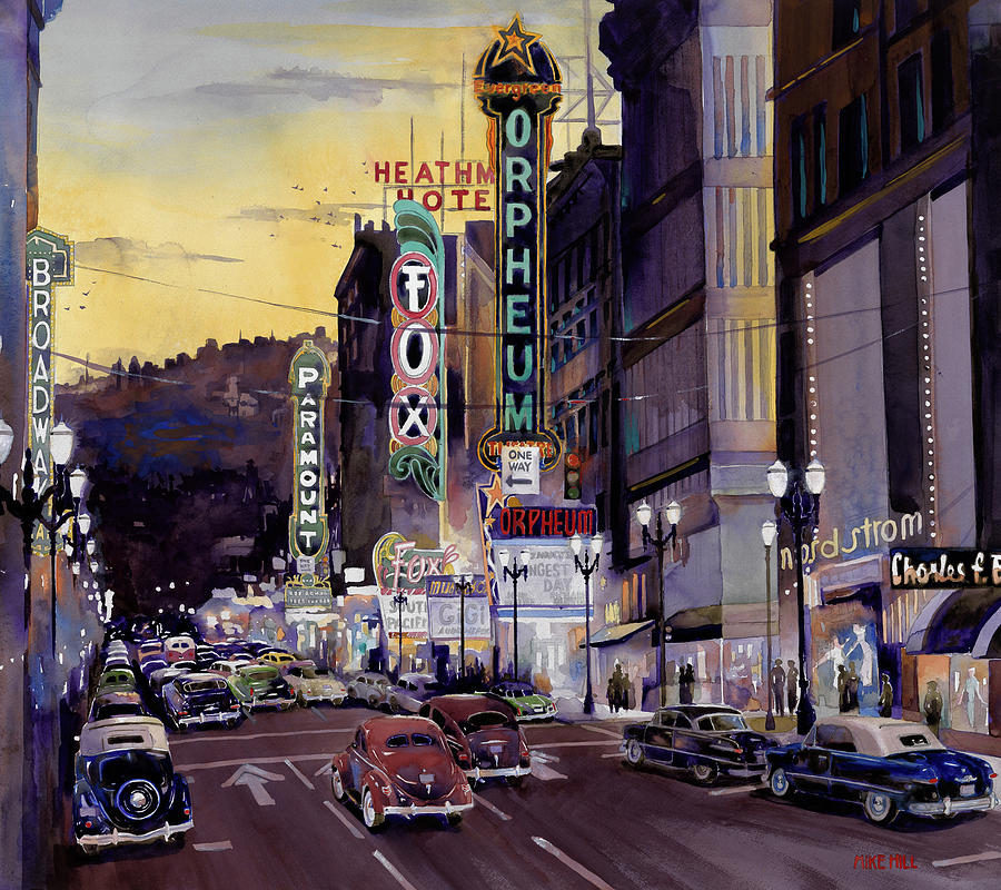 Crusin Broadway in the Fifties Painting by Mike Hill