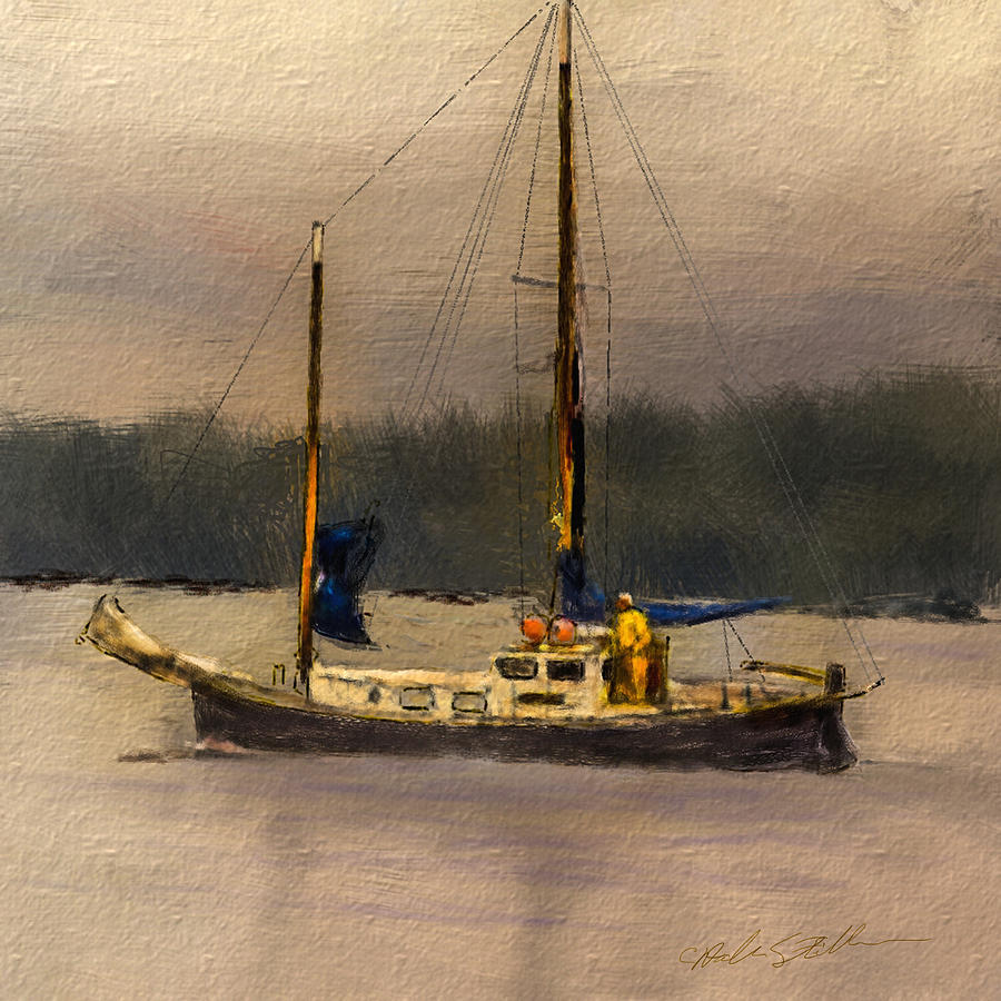 Boat Digital Art - Crusing the Sound by Dale Stillman