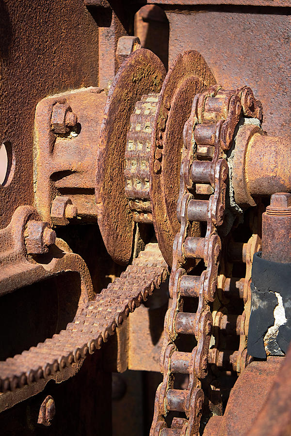 Crusty Chain And Gears Photograph by Phyllis Denton