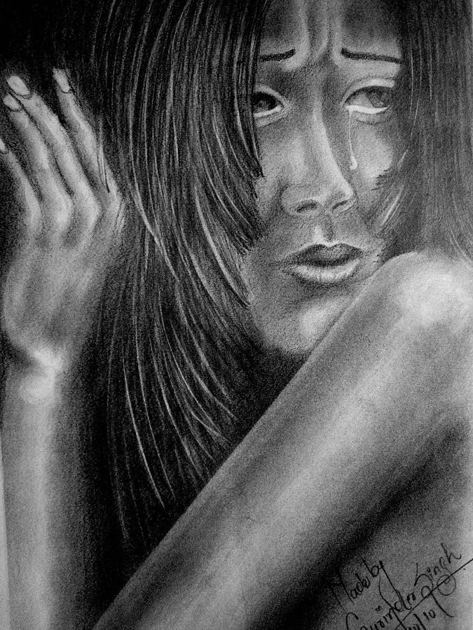 Cry Drawing - Cry by Gurinder  Singh
