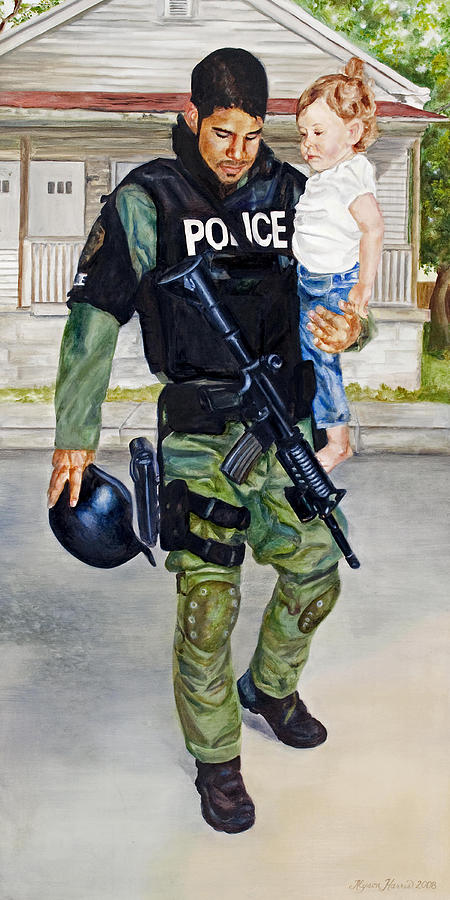Police Painting - Cry No More by Alyson Harris