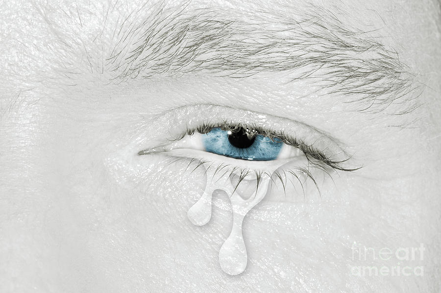 Crying blue left eye Photograph by Benny Marty