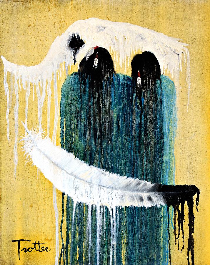Feather Painting - Crying for a Vision by Patrick Trotter