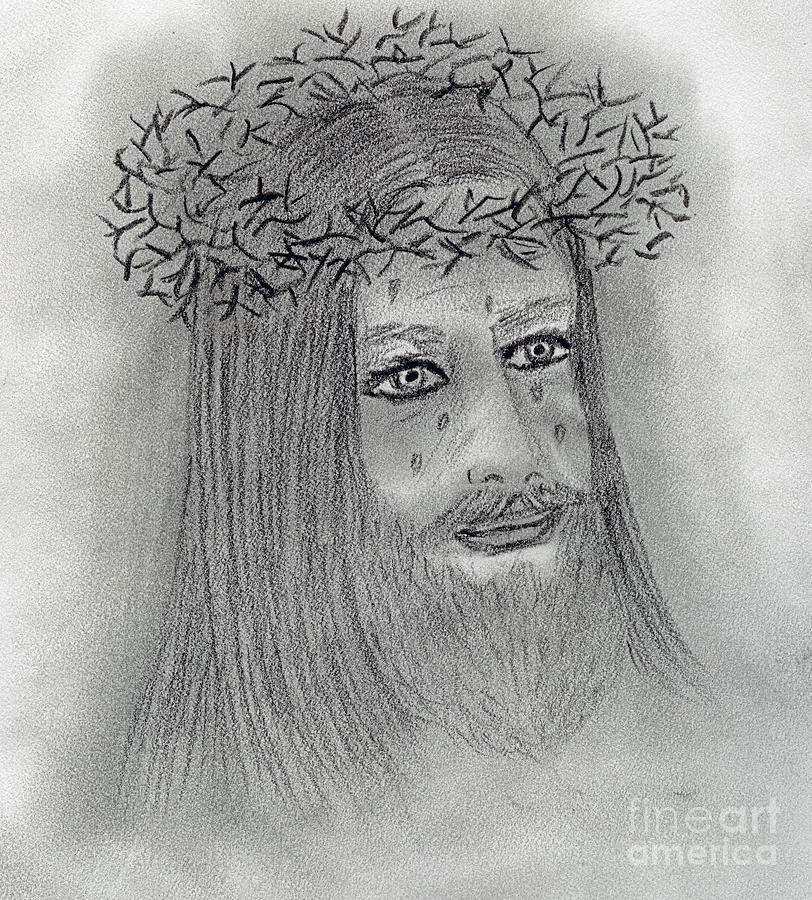 Crying Jesus Drawing by Sonya Chalmers