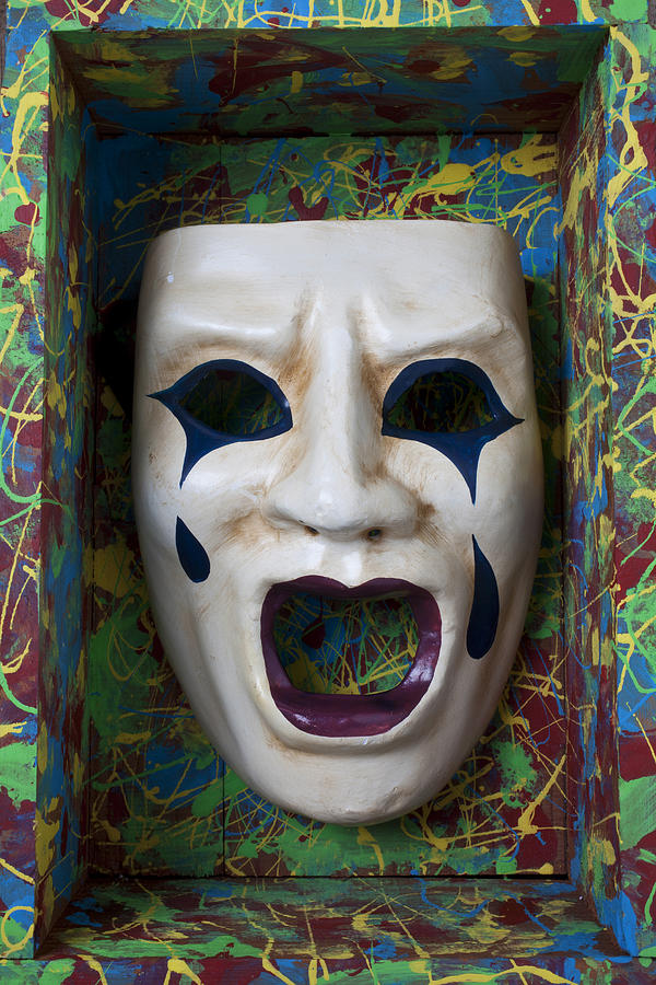 Up Movie Photograph - Crying mask in box by Garry Gay