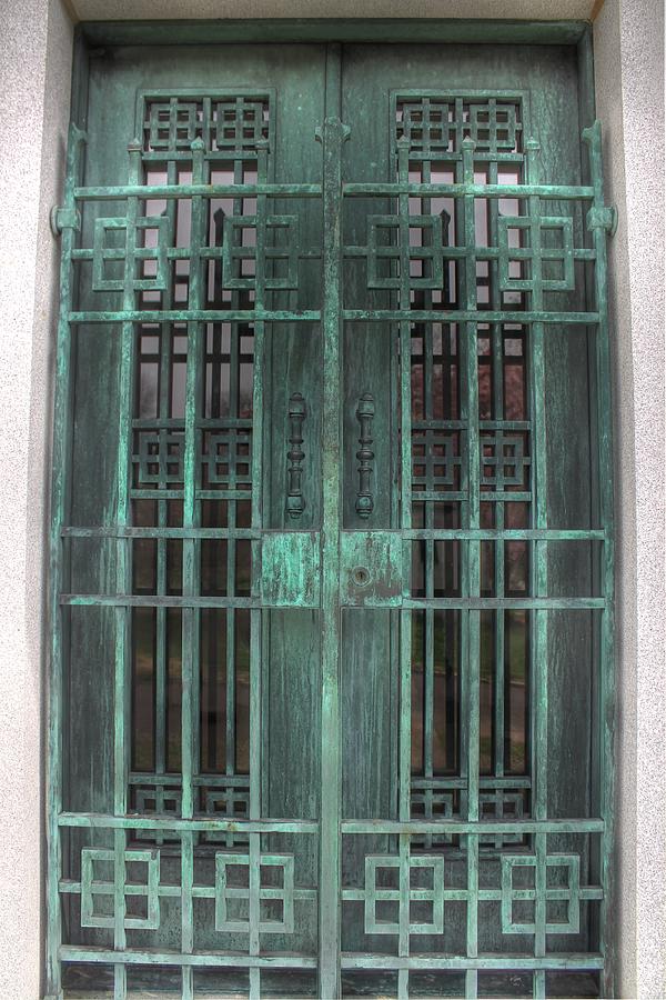 St. Louis Photograph - Crypt Door, Mausoleum door, Bellefontaine Cemetery by Jane Linders