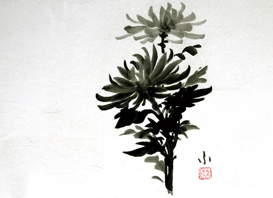 Crysanthemums Painting by Fumiyo Yoshikawa