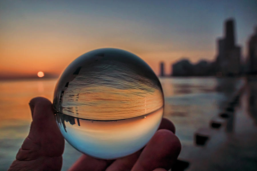Crystal ball on Chicagos lakefront at sunrise Photograph by Sven Brogren