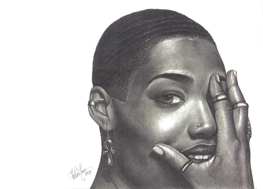Woman Drawing - Crystal Blaque by Chamar Cooper
