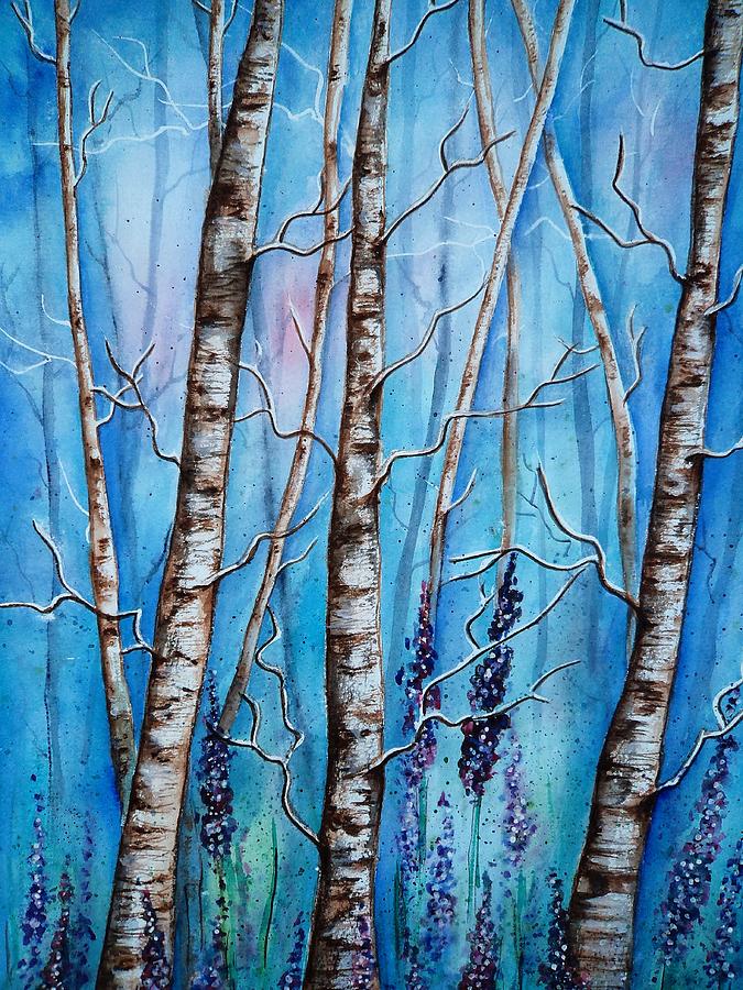 Crystal Blue Forest Painting by Krystyna Spink