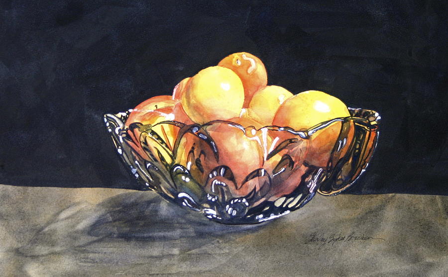Crystal Bowl With Fruit Painting