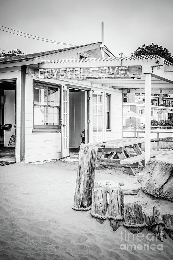 Black And White Photograph - Crystal Cove Cottage #46 Sign Photo by Paul Velgos
