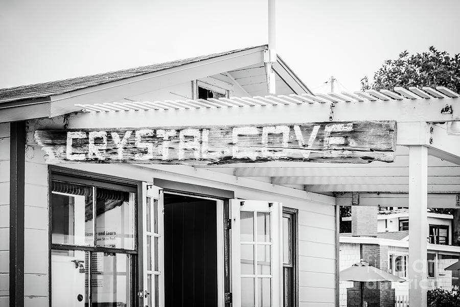 Crystal Cove Sign Black and White Picture Photograph by Paul Velgos