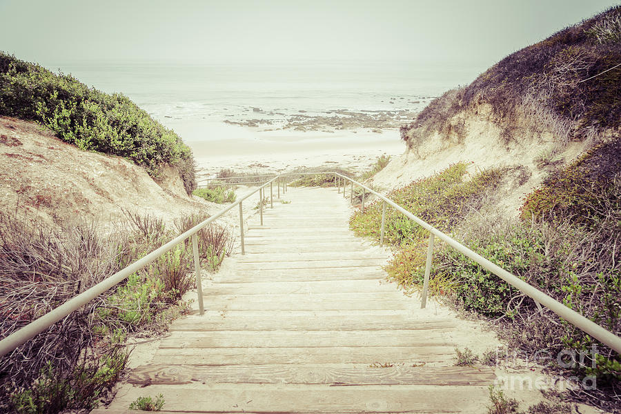 Beach Photograph - Crystal Cove Stairs in Laguna Beach California by Paul Velgos