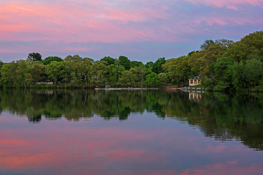 Crystal Lake Sunset Newton MA Bath House Photograph by Toby McGuire
