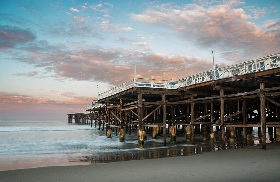 San Diego Photograph - Crystal Pier Morning Clouds by William Dunigan