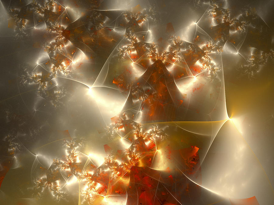 Abstract Digital Art - Crystals of Gold by Amorina Ashton