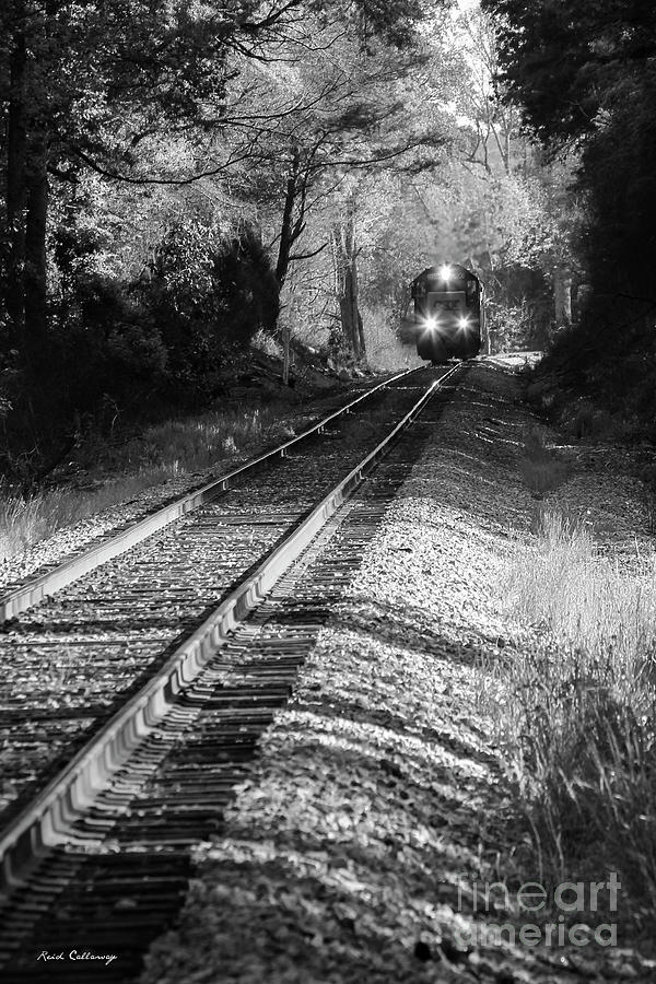 CSX Three Light Spotter BW Locomotive Train Art Photograph by Reid Callaway