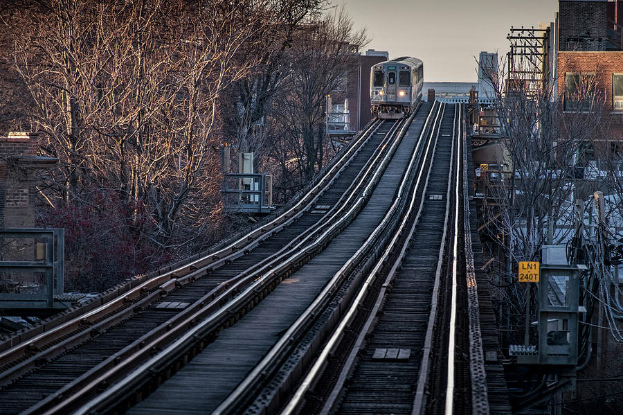 CTA train approaching Damen Avenue Station Chicago Illinois Photograph by Jim Pearson