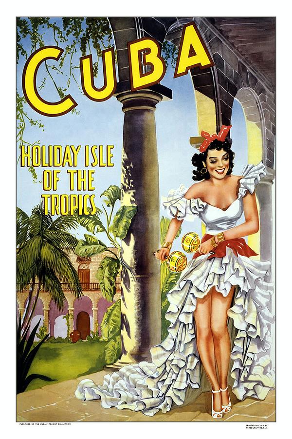 Cuba - Holiday Isle Of The Tropics - Retro Travel Poster - Vintage Poster Mixed Media