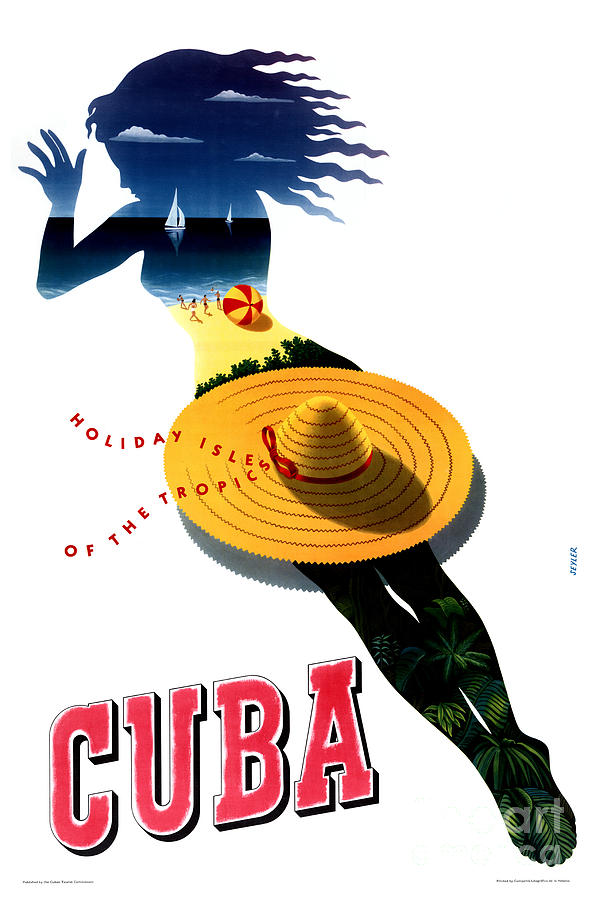 Vintage Painting - Cuba Vintage Travel Poster Restored by Vintage Treasure