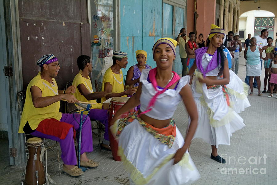 City Photograph - Cuban band Los 4 Vientos and dancers entertaining people in the street in Havana by Sami Sarkis