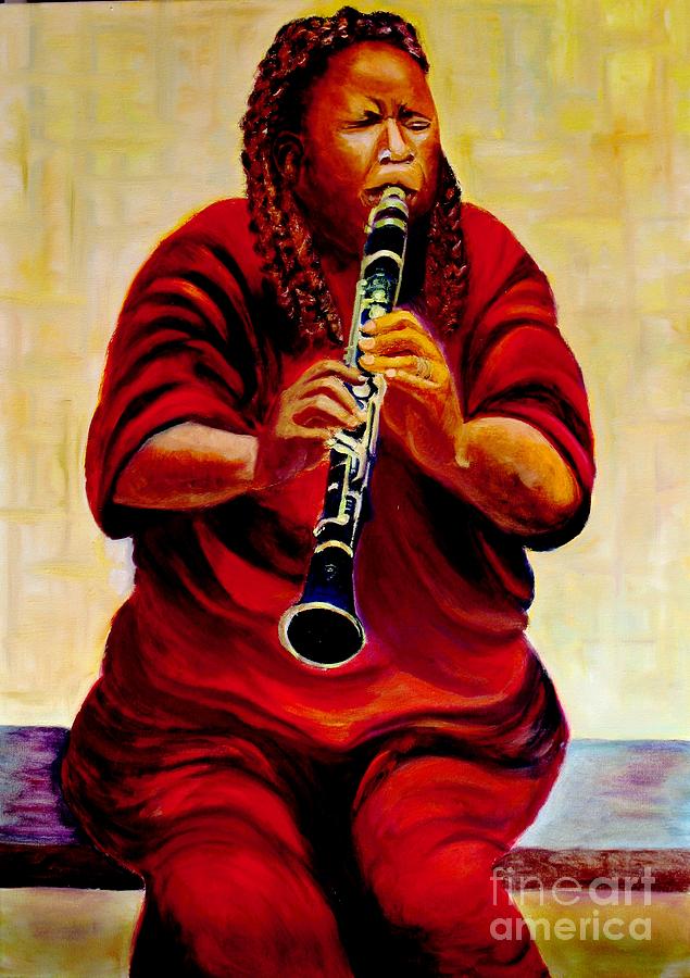 Cuban Clarinet player Painting by Rachel Wollach Asherovitz