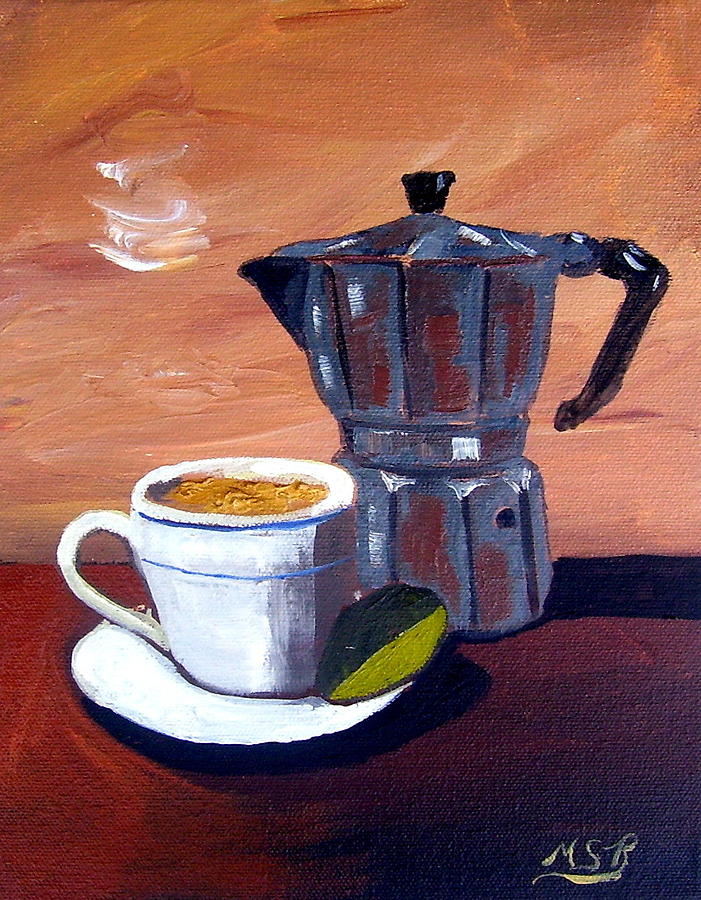 Lime Painting - Cuban Coffee and Lime Tan Right by Maria Soto Robbins