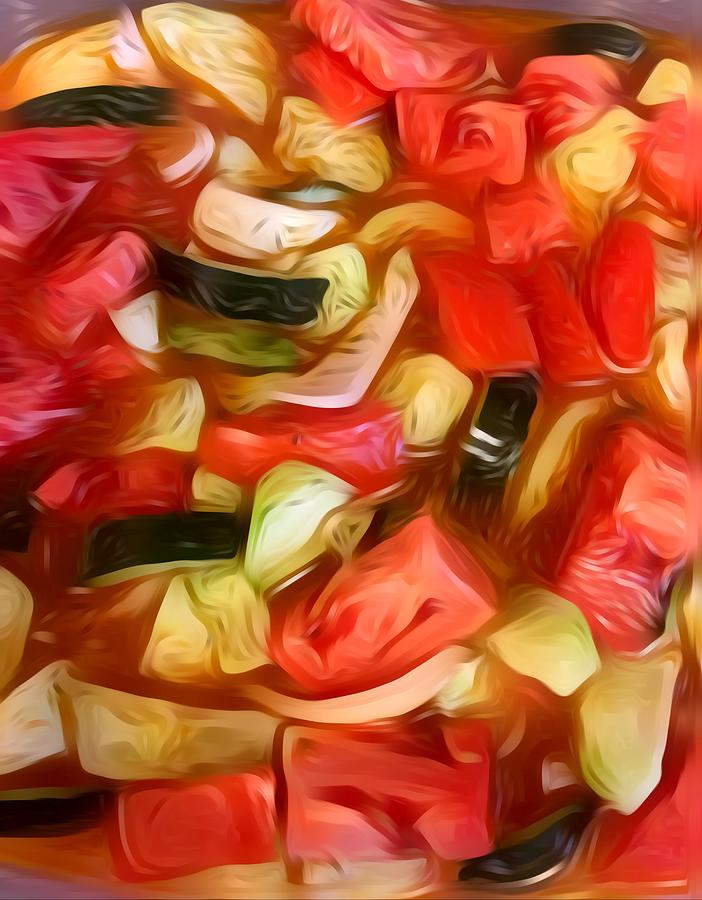 Cubbie and Tomatoes Salad Digital Art by Gayle Price Thomas