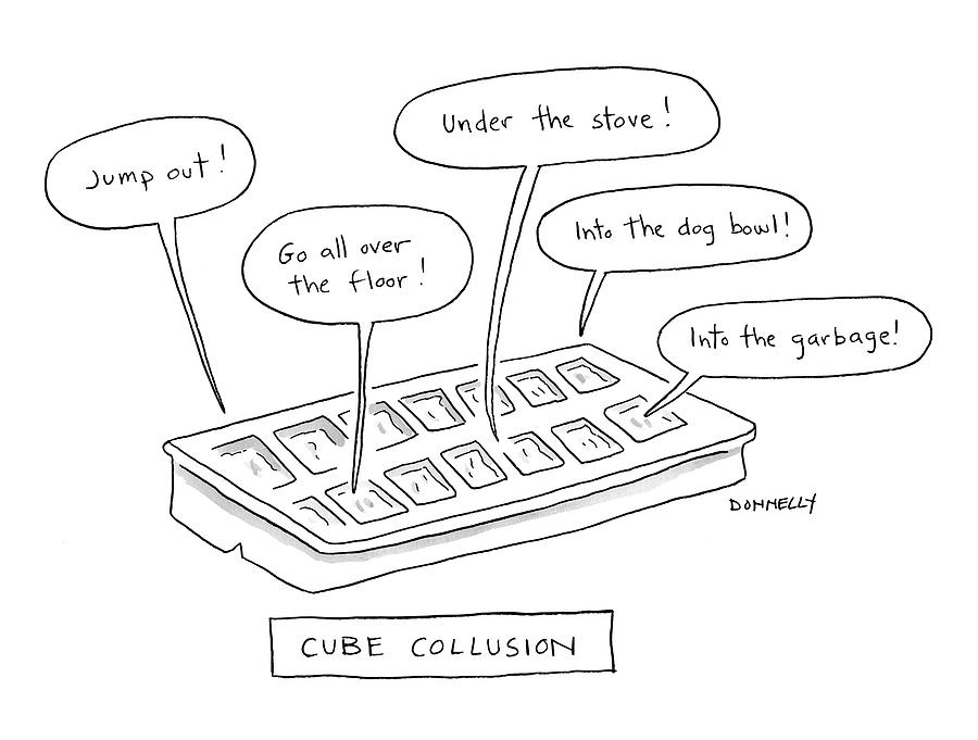 Cube Collusion Drawing by Liza Donnelly