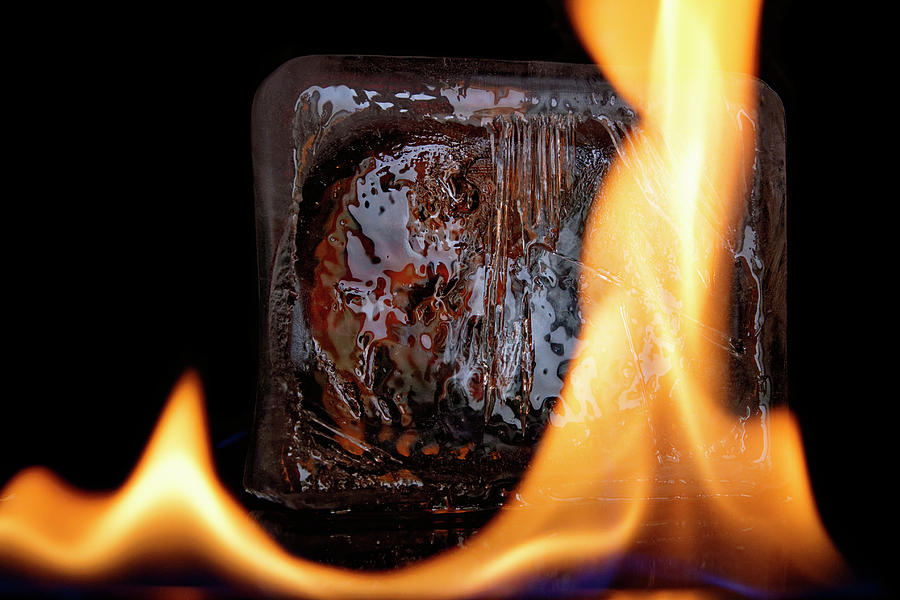 Cube On Fire Photograph