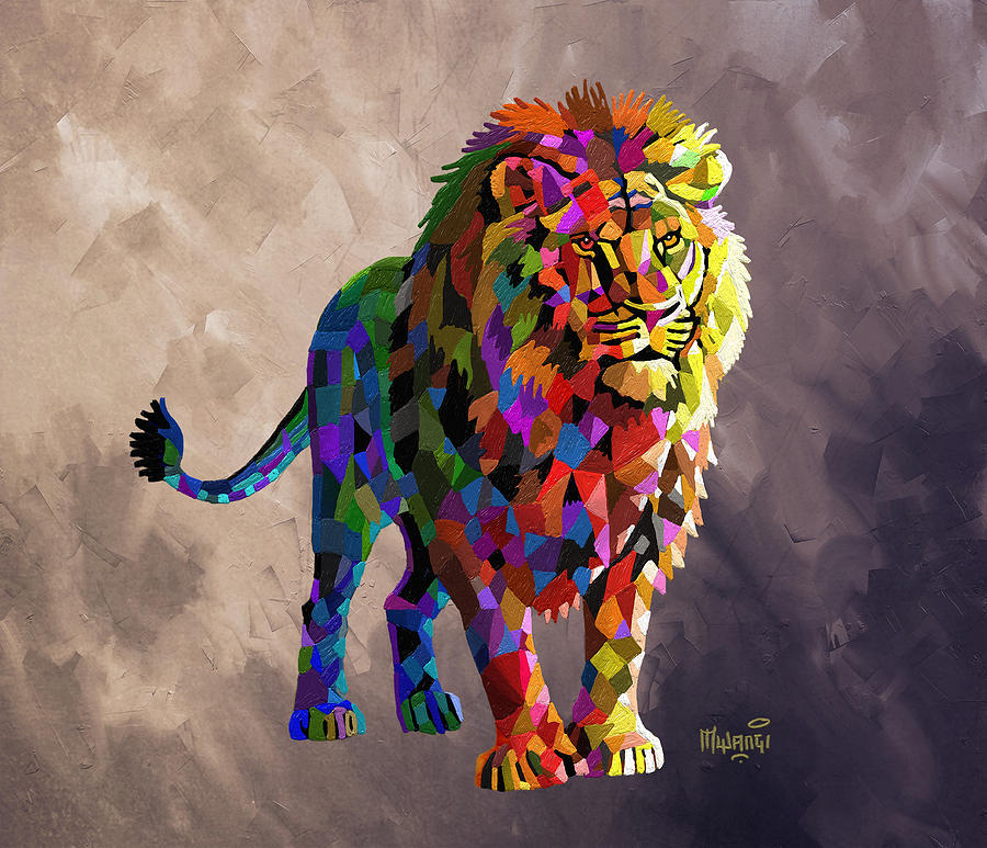 Geometrical Lion King Painting by Anthony Mwangi