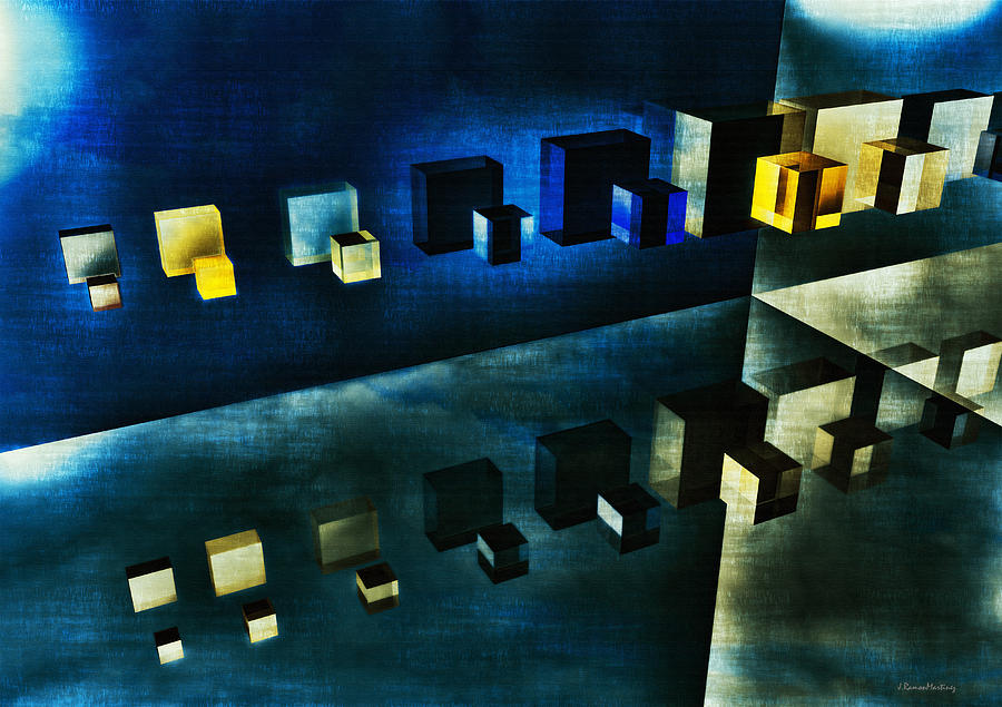 Cubes Digital Art - Cubes reflection by Ramon Martinez