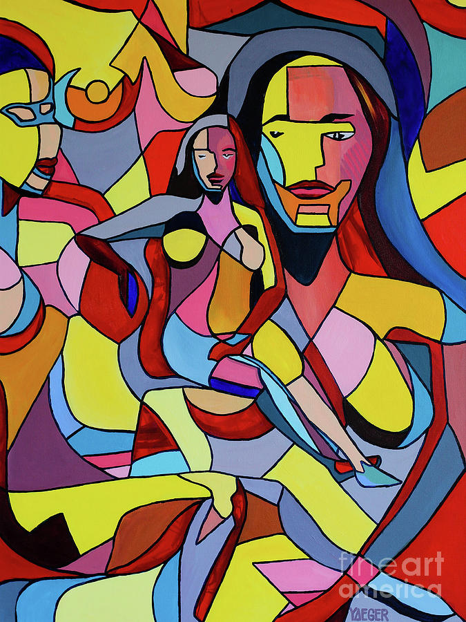 Cool Painting - Cubism I I I Colorful Women by Robert Yaeger