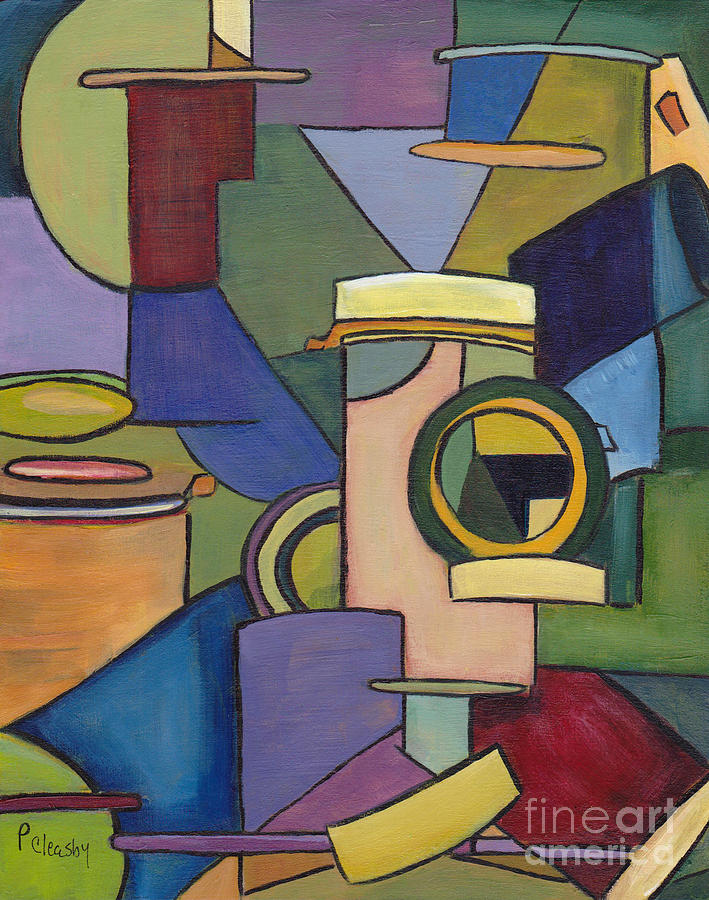 Cubism Painting - Cubist Pill Bottle by Patricia Cleasby