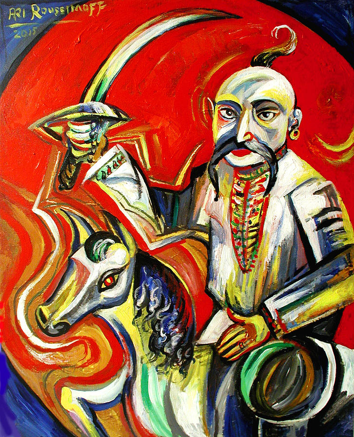 Cubist Ukrainian Cossack Rider Painting by Ari Roussimoff