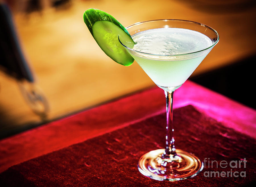 Cucumber And Lime Martini Mixed Cocktail Drink Glass Photograph