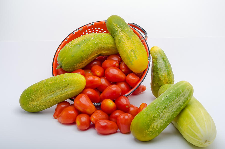 Cucumber and Tomato Photograph by Erich Grant