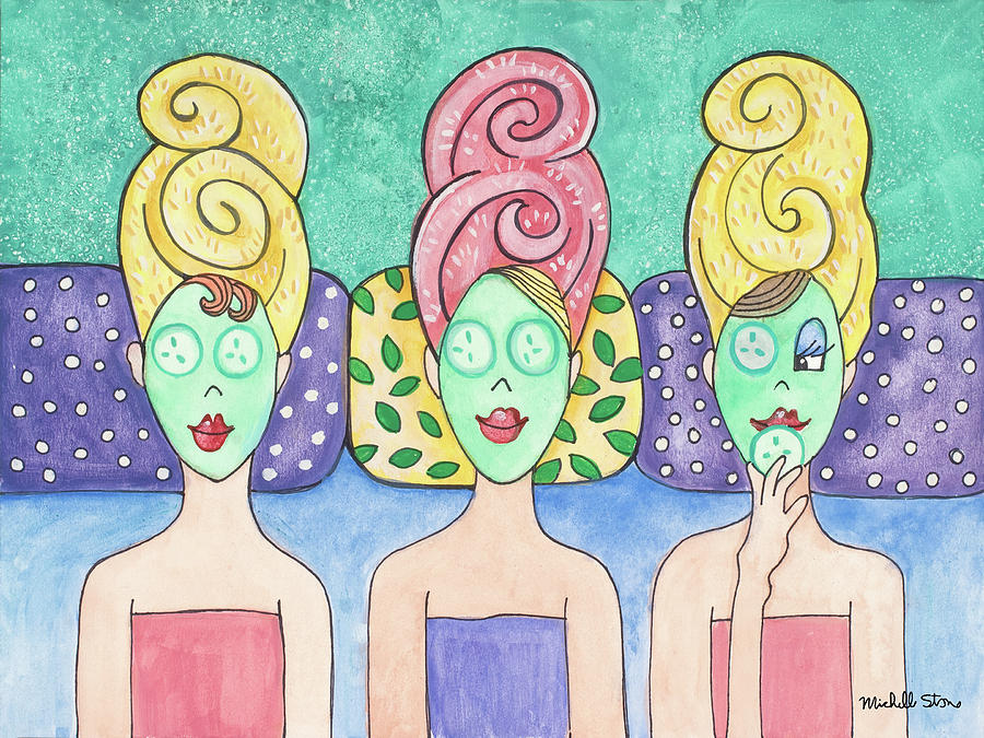 Spa Painting - Cucumber girls by Michelle Stone