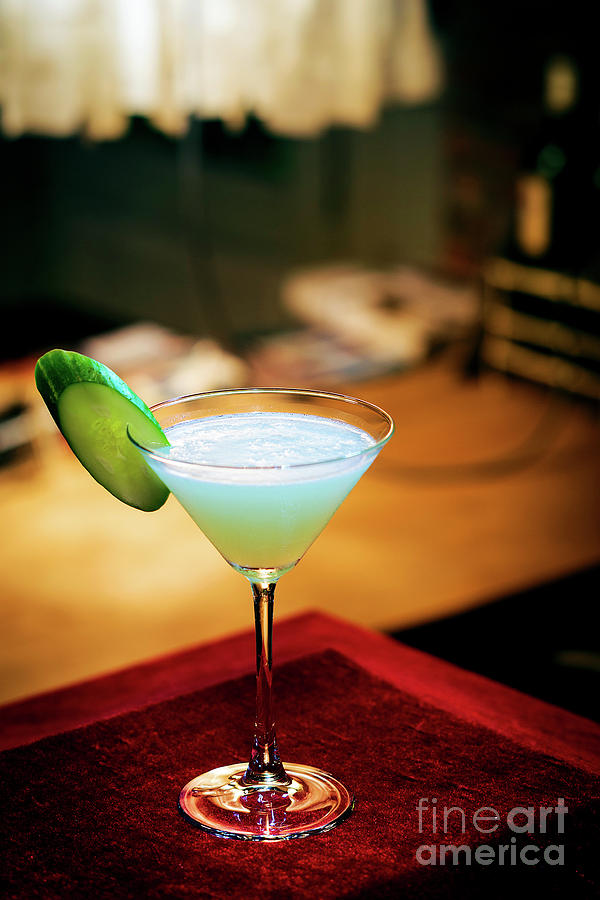Cucumber Mint Modern Trendy Martini Cocktail In Bar Photograph