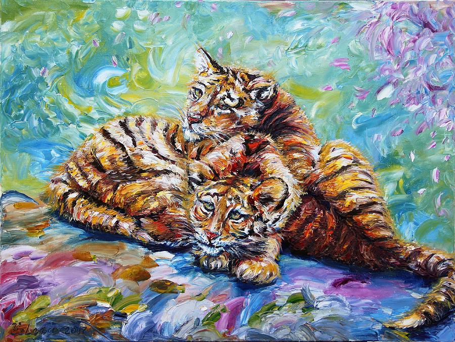 Cuddling Cubs Painting by Yelena Rubin