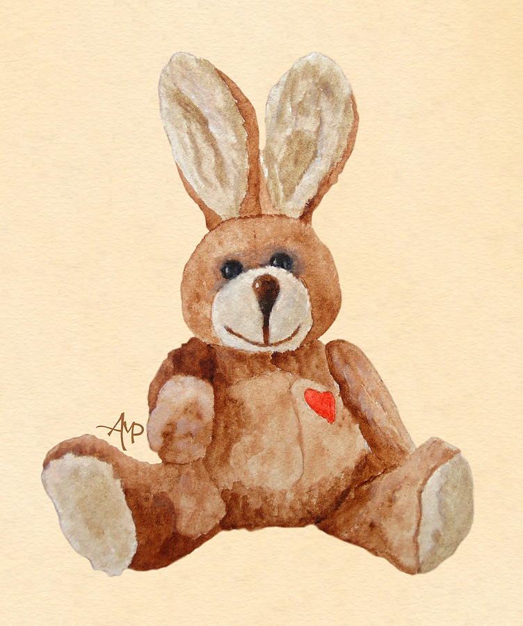 Cuddly Care Rabbit Painting by Angeles M Pomata