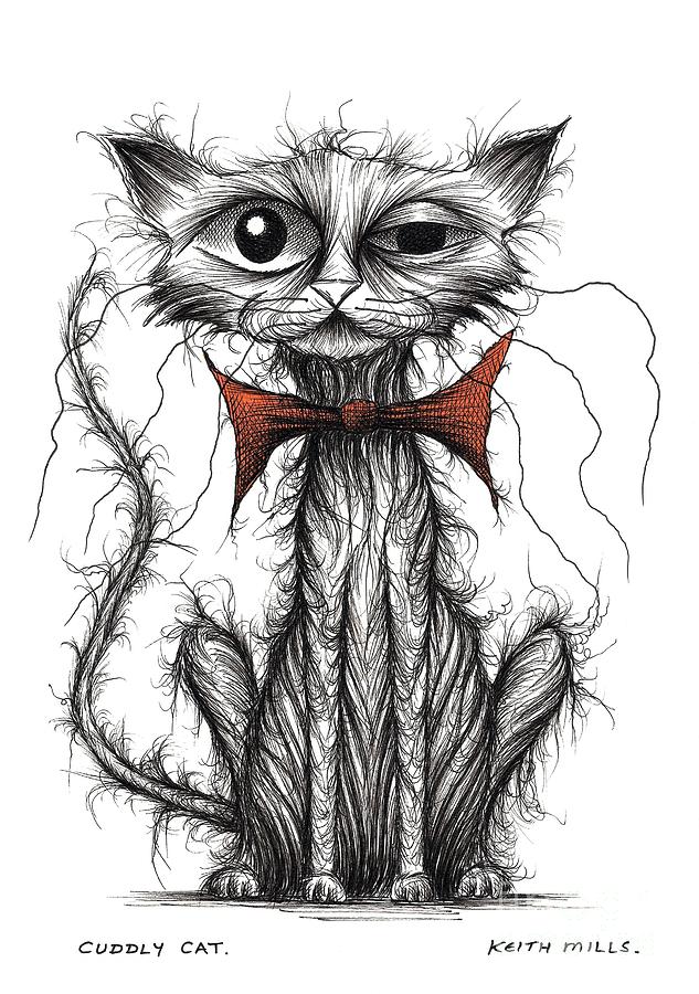 Cuddly cat Drawing by Keith Mills